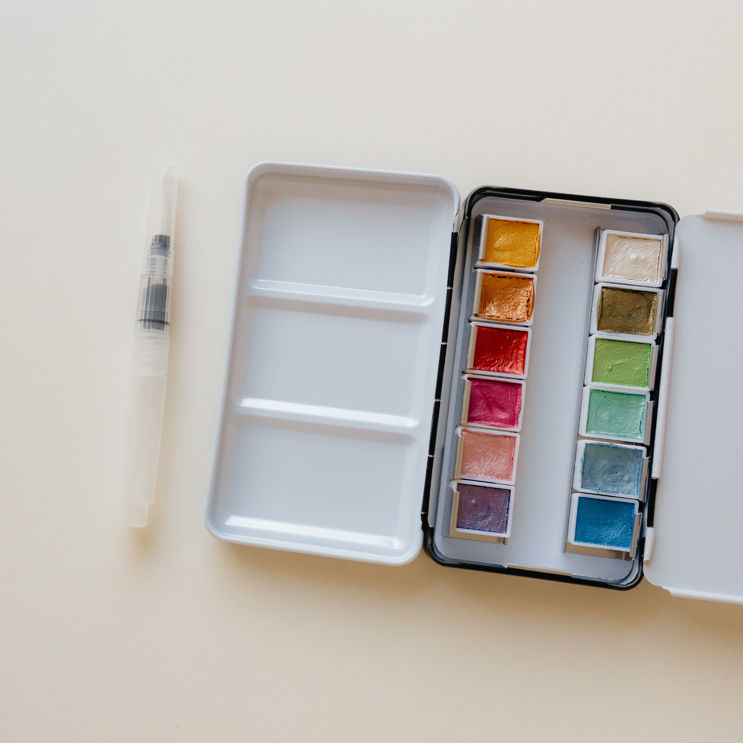 12 Color Travel Metallic Watercolor Paint Palette