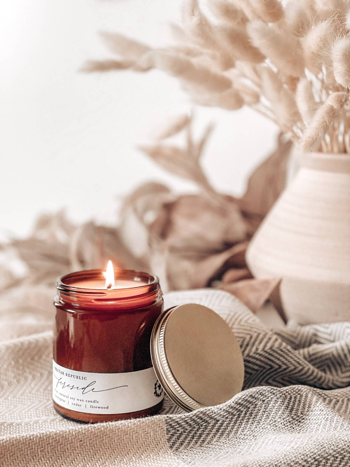 Fireside Jar Soy Candle | masculine smoke wood