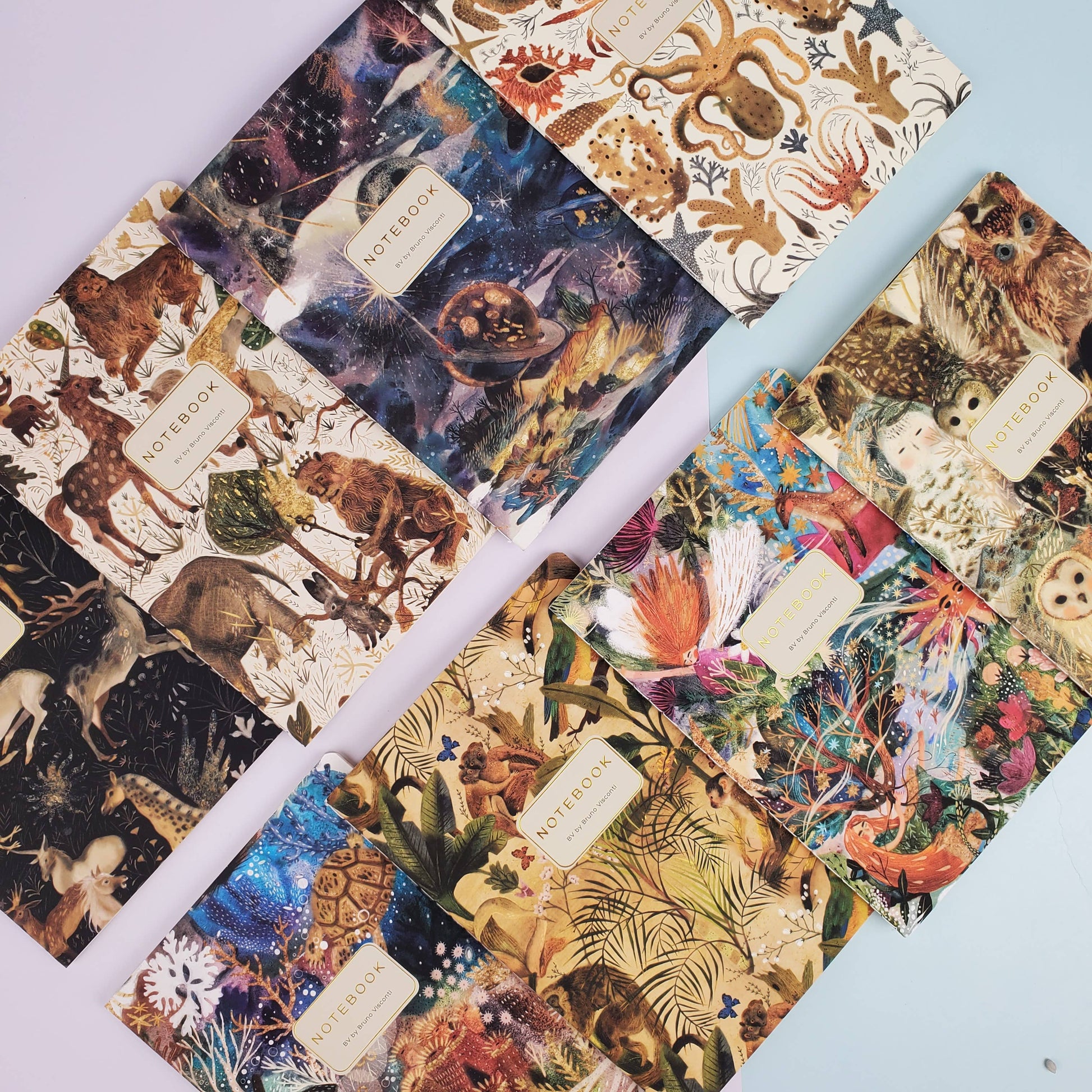 showcase of a variety of notebook designs sold by Grounded Living