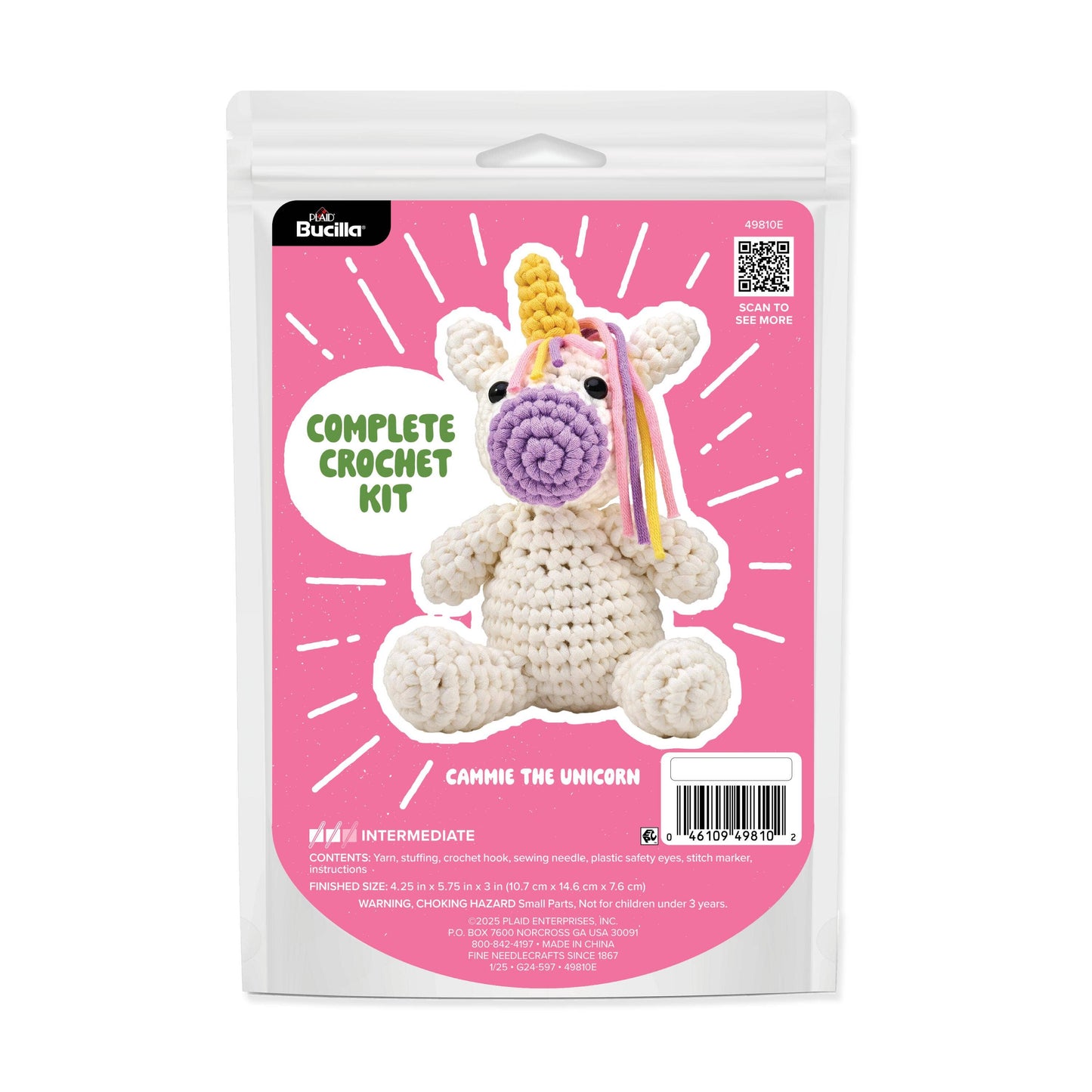 Bucilla ®  Amigurumi Crochet Kit - Cammie the Unicorn 5"