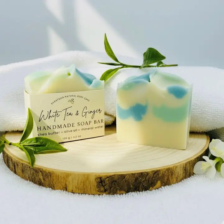 White Tea Ginger Handmade Soap Bar Vegan Cold Process